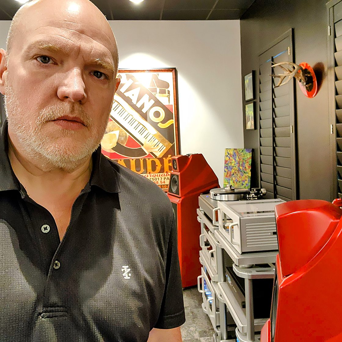 Jonathan Kirkland in his listening room